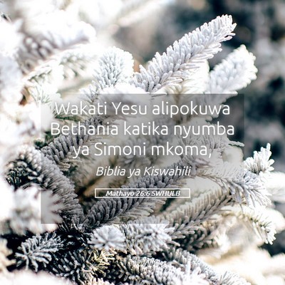 Picture 05 - Mathayo 26:6 SWHULB - Wakati Yesu alipokuwa Bethania katika nyumba ya - Bible Verse Picture