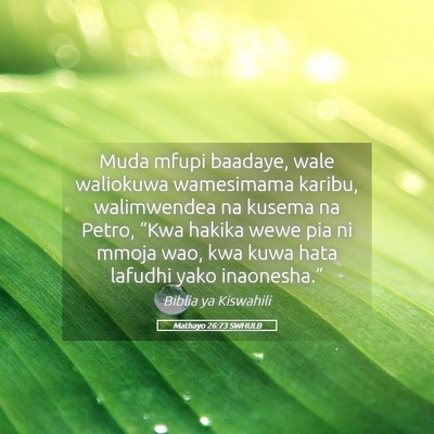 Picture 05 - Mathayo 26:73 SWHULB - Muda mfupi baadaye, wale waliokuwa wamesimama - Bible Verse Picture