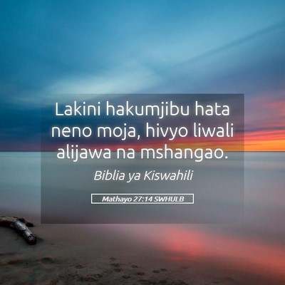 Picture 05 - Mathayo 27:14 SWHULB - Lakini hakumjibu hata neno moja, hivyo liwali - Bible Verse Picture