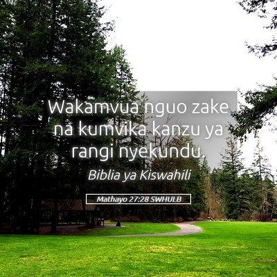 Picture 05 - Mathayo 27:28 SWHULB - Wakamvua nguo zake na kumvika kanzu ya rangi - Bible Verse Picture