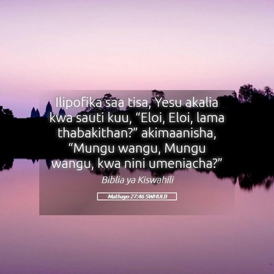 Picture 05 - Mathayo 27:46 SWHULB - Ilipofika saa tisa, Yesu akalia kwa sauti kuu, - Bible Verse Picture