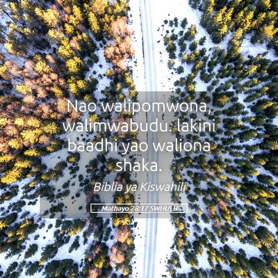 Picture 05 - Mathayo 28:17 SWHULB - Nao walipomwona, walimwabudu. lakini baadhi yao - Bible Verse Picture