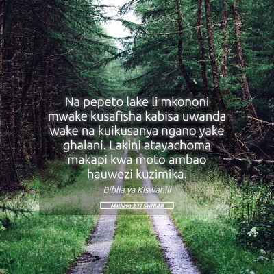 Picture 05 - Mathayo 3:12 SWHULB - Na pepeto lake li mkononi mwake kusafisha kabisa - Bible Verse Picture