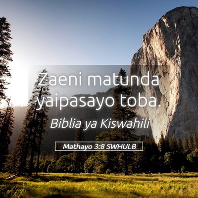 Picture 05 - Mathayo 3:8 SWHULB - Zaeni matunda yaipasayo - Bible Verse Picture