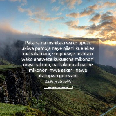 Picture 05 - Mathayo 5:25 SWHULB - Patana na mshitaki wako upesi, ukiwa pamoja naye - Bible Verse Picture