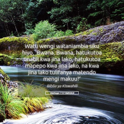 Picture 05 - Mathayo 7:22 SWHULB - Watu wengi wataniambia siku hiyo, 'Bwana, Bwana, - Bible Verse Picture