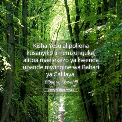 Picture 05 - Mathayo 8:18 SWHULB - Kisha Yesu alipoliona kusanyiko limemzunguka, - Bible Verse Picture
