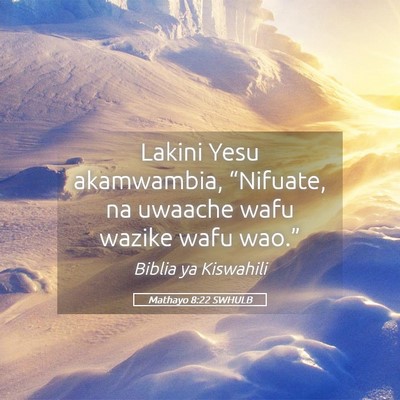 Picture 05 - Mathayo 8:22 SWHULB - Lakini Yesu akamwambia, “Nifuate, na uwaache - Bible Verse Picture