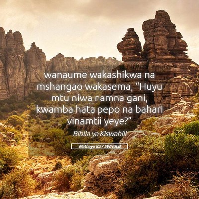 Picture 05 - Mathayo 8:27 SWHULB - wanaume wakashikwa na mshangao wakasema, “Huyu - Bible Verse Picture