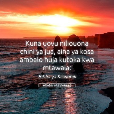 Picture 05 - Mhubiri 10:5 SWHULB - Kuna uovu niliouona chini ya jua, aina ya kosa - Bible Verse Picture