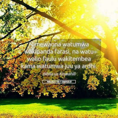 Picture 05 - Mhubiri 10:7 SWHULB - Nimewaona watumwa wakipanda farasi, na watu walio - Bible Verse Picture