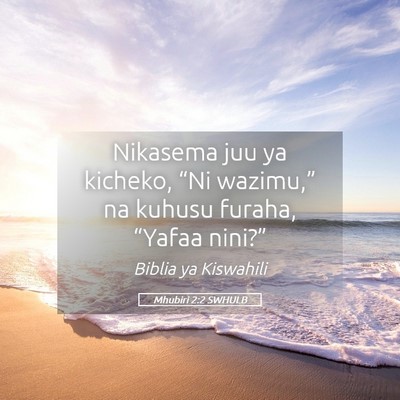Picture 05 - Mhubiri 2:2 SWHULB - Nikasema juu ya kicheko, “Ni wazimu,” na - Bible Verse Picture