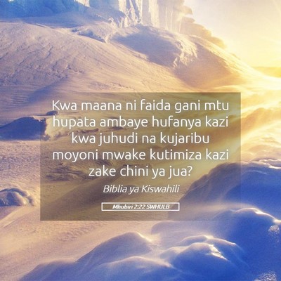 Picture 05 - Mhubiri 2:22 SWHULB - Kwa maana ni faida gani mtu hupata ambaye hufanya - Bible Verse Picture