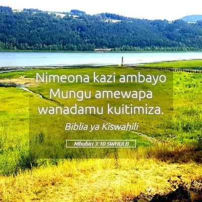 Picture 05 - Mhubiri 3:10 SWHULB - Nimeona kazi ambayo Mungu amewapa wanadamu - Bible Verse Picture