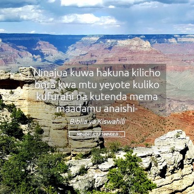 Picture 05 - Mhubiri 3:12 SWHULB - Ninajua kuwa hakuna kilicho bora kwa mtu yeyote - Bible Verse Picture