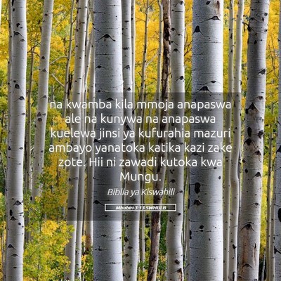 Picture 05 - Mhubiri 3:13 SWHULB - na kwamba kila mmoja anapaswa ale na kunywa na - Bible Verse Picture