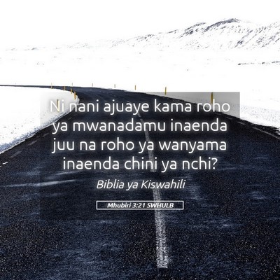 Picture 05 - Mhubiri 3:21 SWHULB - Ni nani ajuaye kama roho ya mwanadamu inaenda juu - Bible Verse Picture
