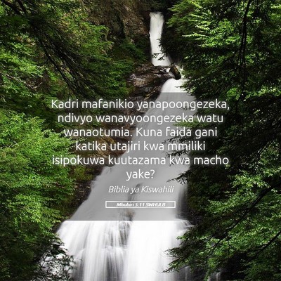 Picture 05 - Mhubiri 5:11 SWHULB - Kadri mafanikio yanapoongezeka, ndivyo - Bible Verse Picture