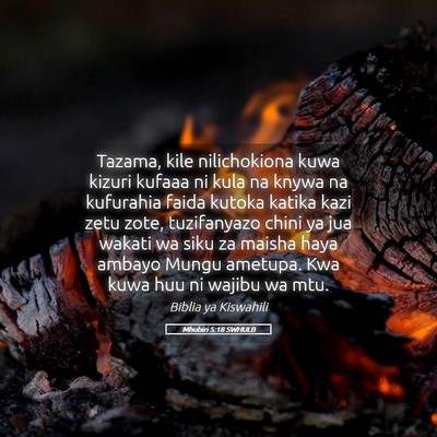 Picture 05 - Mhubiri 5:18 SWHULB - Tazama, kile nilichokiona kuwa kizuri kufaaa ni - Bible Verse Picture