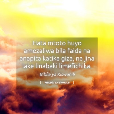 Picture 05 - Mhubiri 6:4 SWHULB - Hata mtoto huyo amezaliwa bila faida na anapita - Bible Verse Picture