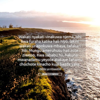 Picture 05 - Mhubiri 7:14 SWHULB - Wakati nyakati vinakuwa njema, ishi kwa furaha - Bible Verse Picture