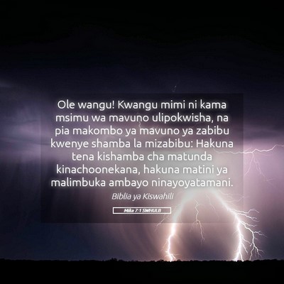 Picture 05 - Mika 7:1 SWHULB - Ole wangu! Kwangu mimi ni kama msimu wa mavuno - Bible Verse Picture