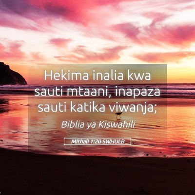 Picture 05 - Mithali 1:20 SWHULB - Hekima inalia kwa sauti mtaani, inapaza sauti - Bible Verse Picture