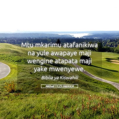 Picture 05 - Mithali 11:25 SWHULB - Mtu mkarimu atafanikiwa na yule awapaye maji - Bible Verse Picture
