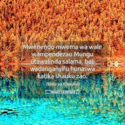 Picture 05 - Mithali 11:6 SWHULB - Mwenendo mwema wa wale wampendezao Mungu - Bible Verse Picture