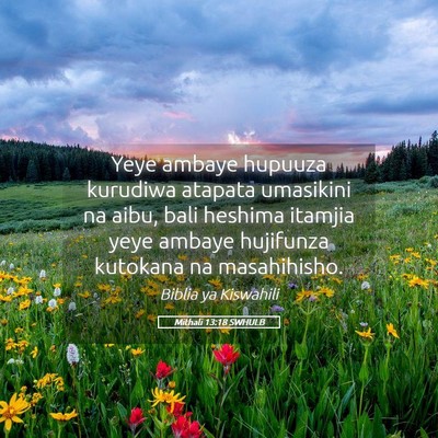 Picture 05 - Mithali 13:18 SWHULB - Yeye ambaye hupuuza kurudiwa atapata umasikini na - Bible Verse Picture