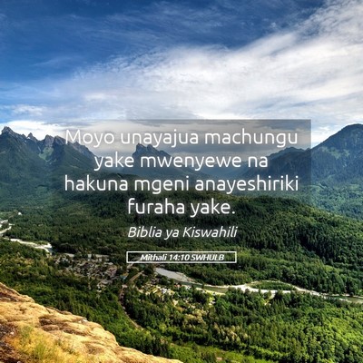 Picture 05 - Mithali 14:10 SWHULB - Moyo unayajua machungu yake mwenyewe na hakuna - Bible Verse Picture