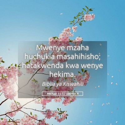 Picture 05 - Mithali 15:12 SWHULB - Mwenye mzaha huchukia masahihisho; hatakwenda kwa - Bible Verse Picture