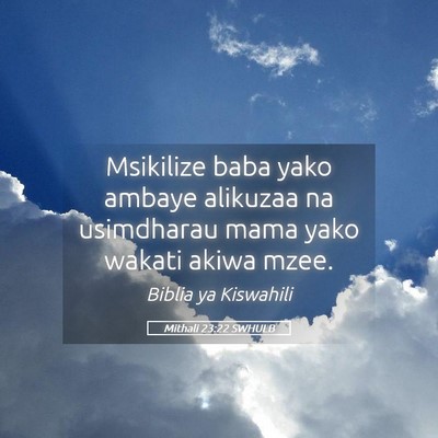 Picture 05 - Mithali 23:22 SWHULB - Msikilize baba yako ambaye alikuzaa na usimdharau - Bible Verse Picture