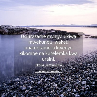 Picture 05 - Mithali 23:31 SWHULB - Usiutazame mvinyo ukiwa mwekundu, wakati - Bible Verse Picture
