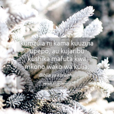 Picture 05 - Mithali 27:16 SWHULB - kumzuia ni kama kuuzuia upepo, au kujaribu - Bible Verse Picture