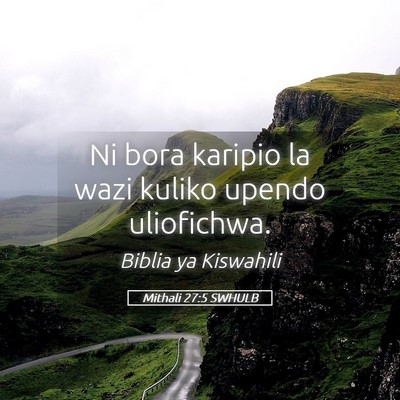 Picture 05 - Mithali 27:5 SWHULB - Ni bora karipio la wazi kuliko upendo - Bible Verse Picture