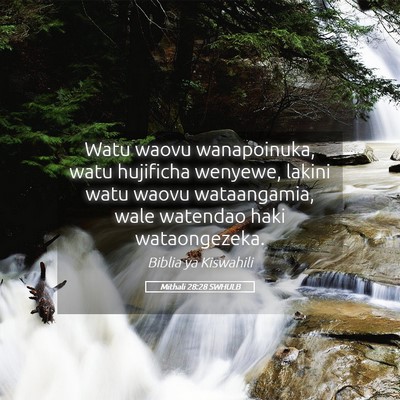 Picture 05 - Mithali 28:28 SWHULB - Watu waovu wanapoinuka, watu hujificha wenyewe, - Bible Verse Picture