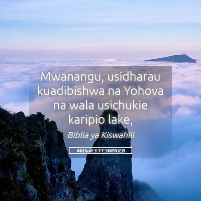 Picture 05 - Mithali 3:11 SWHULB - Mwanangu, usidharau kuadibishwa na Yohova na wala - Bible Verse Picture
