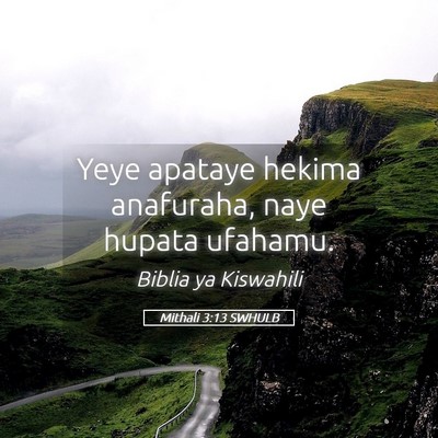 Picture 05 - Mithali 3:13 SWHULB - Yeye apataye hekima anafuraha, naye hupata - Bible Verse Picture
