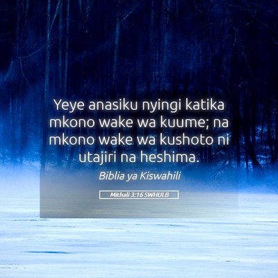 Picture 05 - Mithali 3:16 SWHULB - Yeye anasiku nyingi katika mkono wake wa kuume; - Bible Verse Picture