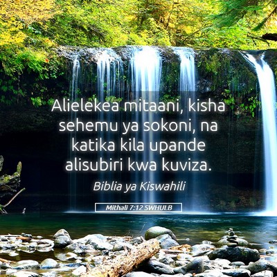 Picture 05 - Mithali 7:12 SWHULB - Alielekea mitaani, kisha sehemu ya sokoni, na - Bible Verse Picture