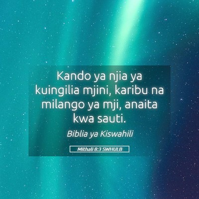 Picture 05 - Mithali 8:3 SWHULB - Kando ya njia ya kuingilia mjini, karibu na - Bible Verse Picture