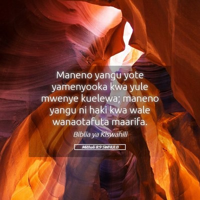 Picture 05 - Mithali 8:9 SWHULB - Maneno yangu yote yamenyooka kwa yule mwenye - Bible Verse Picture