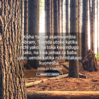 Picture 05 - Mwanzo 12:1 SWHULB - Kisha Yahwe akamwambia Abram, “Nenda utoke - Bible Verse Picture