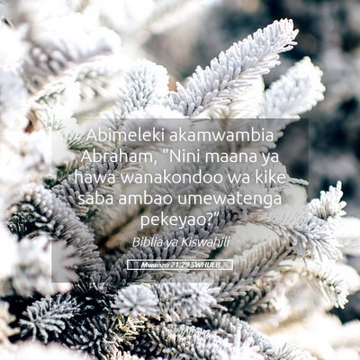 Picture 05 - Mwanzo 21:29 SWHULB - Abimeleki akamwambia Abraham, “Nini maana ya - Bible Verse Picture
