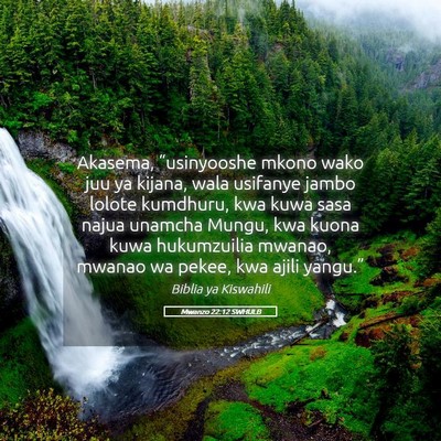 Picture 05 - Mwanzo 22:12 SWHULB - Akasema, “usinyooshe mkono wako juu ya kijana, - Bible Verse Picture