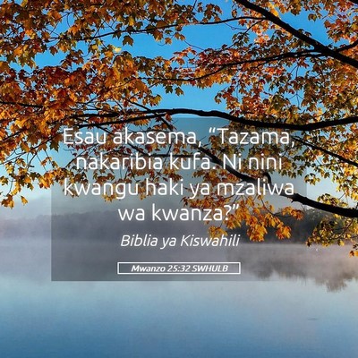 Picture 05 - Mwanzo 25:32 SWHULB - Esau akasema, “Tazama, nakaribia kufa. Ni nini - Bible Verse Picture