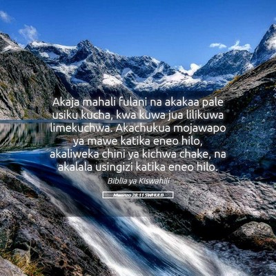 Picture 05 - Mwanzo 28:11 SWHULB - Akaja mahali fulani na akakaa pale usiku kucha, - Bible Verse Picture