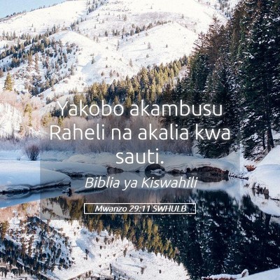 Picture 05 - Mwanzo 29:11 SWHULB - Yakobo akambusu Raheli na akalia kwa - Bible Verse Picture