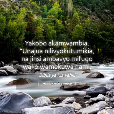 Picture 05 - Mwanzo 30:29 SWHULB - Yakobo akamwambia, “Unajua nilivyokutumikia, na - Bible Verse Picture